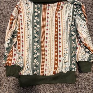 Floral Striped mock neck pull over 3T